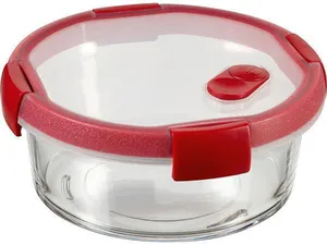 Pojemnik na żywność Smart Cook, czerwony, 0,6 l, okrągły, szklany, CURVER
